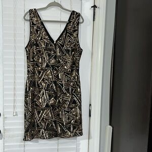 Black and Gold Sequin Cocktail Dress